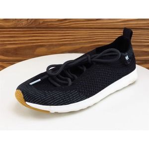 Native Shoes Sz 5 Sneaker Boys Youth Black Faux Leather Lace‎ Up Medium